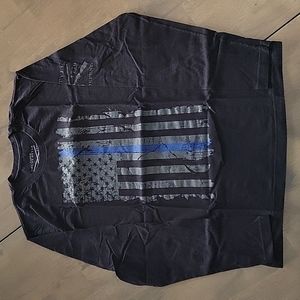 Long Sleeve Blue Line American Flag tee